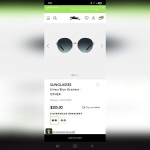 Longchamp 55224LUMJ53 Round Silver Metal Blue Gradient UV400 Sunglasses